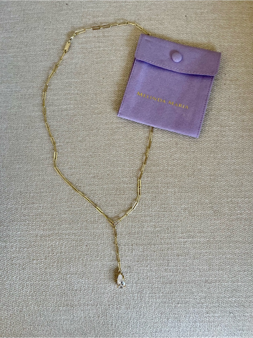 Melinda Maria Baby Samantha Teardrop Lariat Gold - Picture 3 of 5